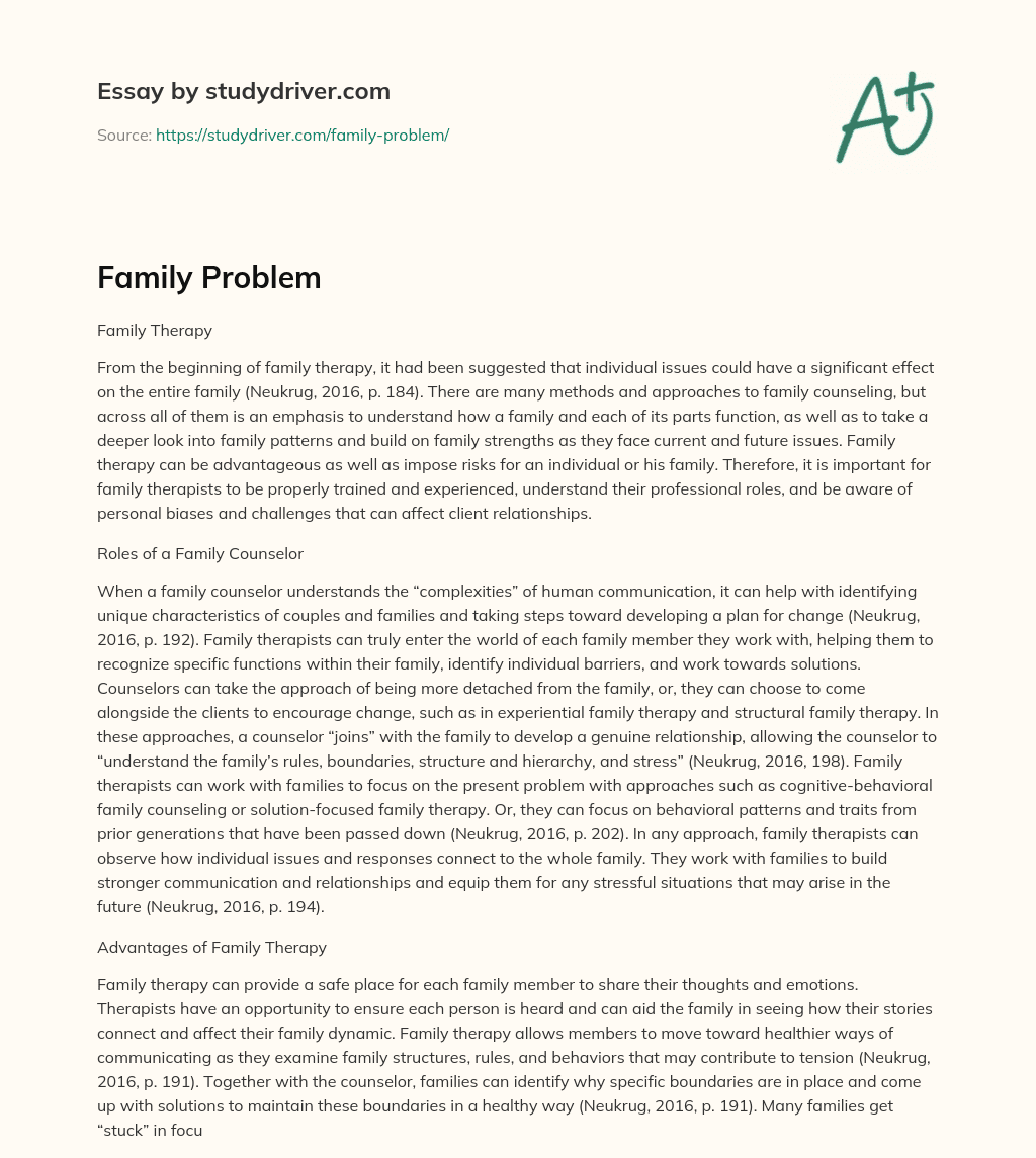 essay about family problem brainly