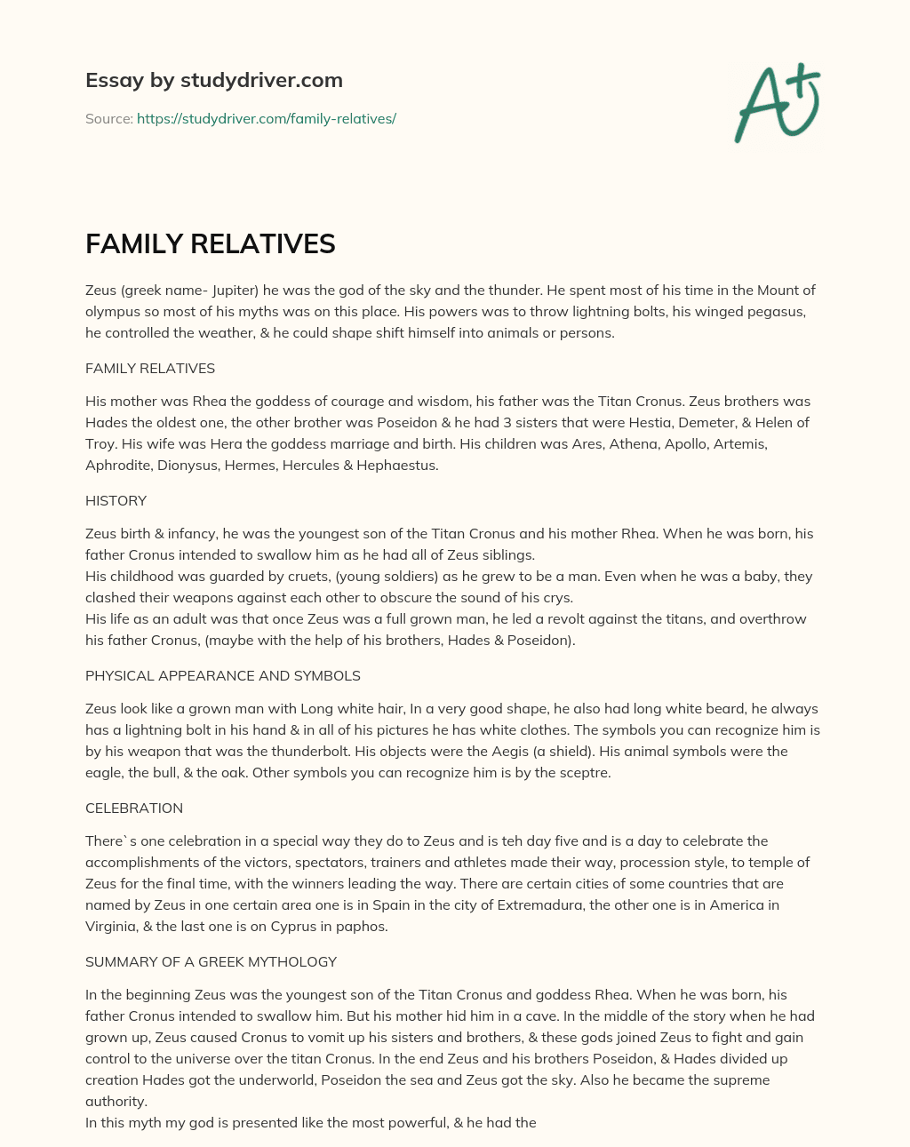 FAMILY RELATIVES essay