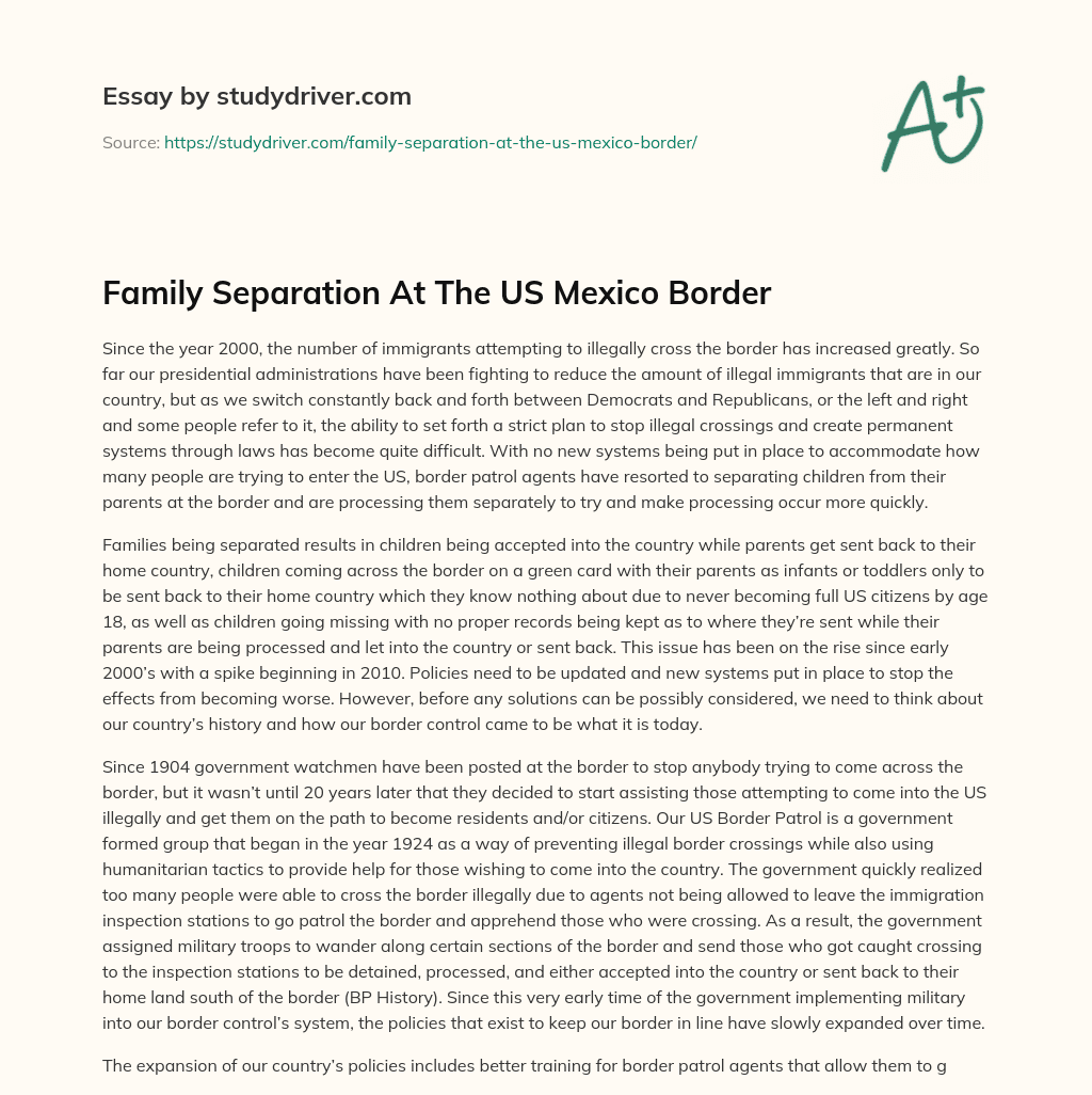 Family Separation at the US Mexico Border essay