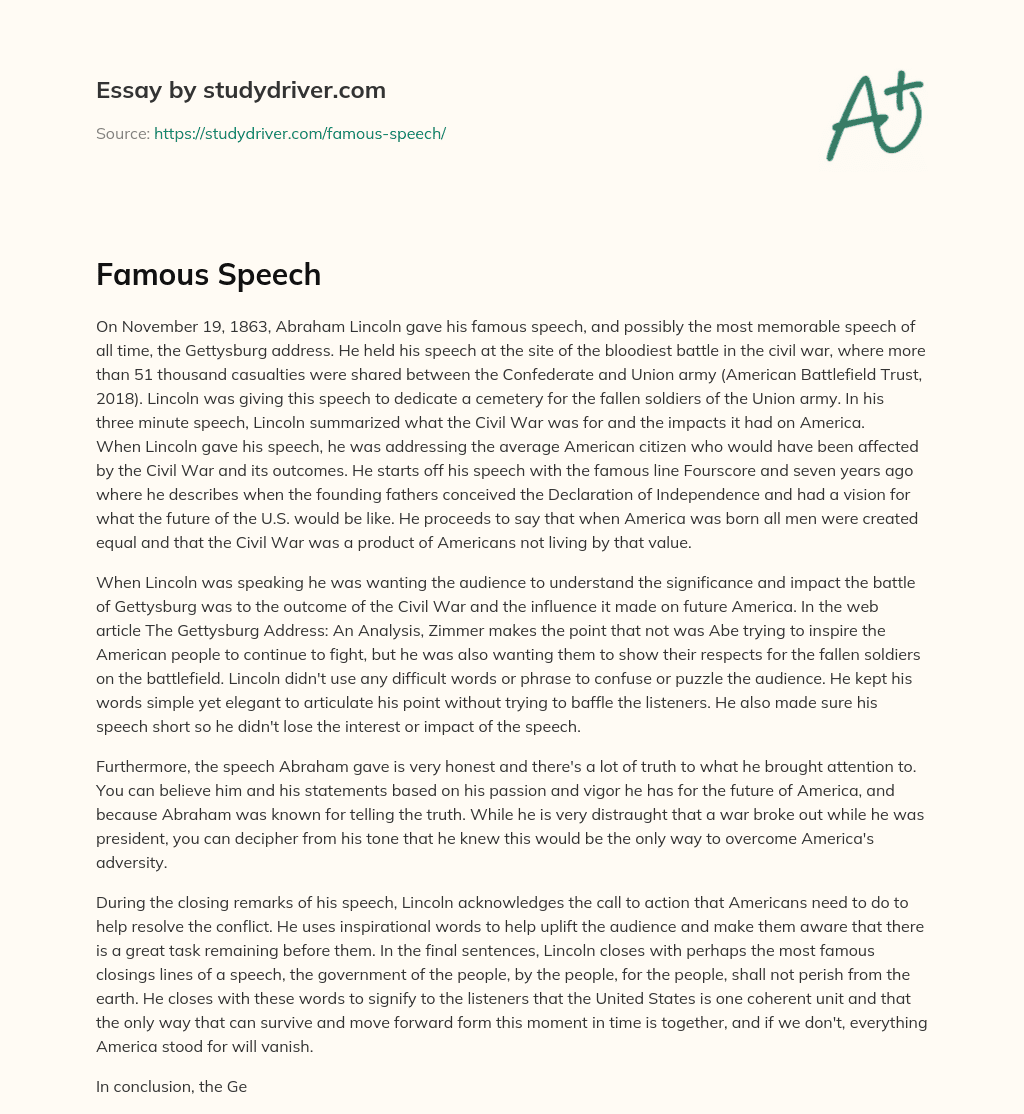 Famous Speech essay