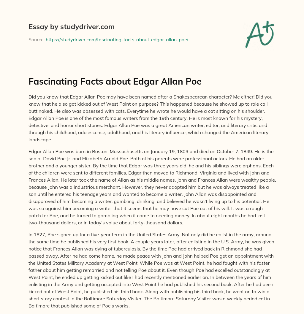 Fascinating Facts about Edgar Allan Poe essay
