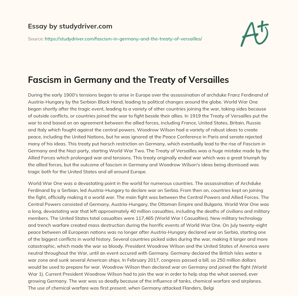 Fascism in Germany and the Treaty of Versailles essay