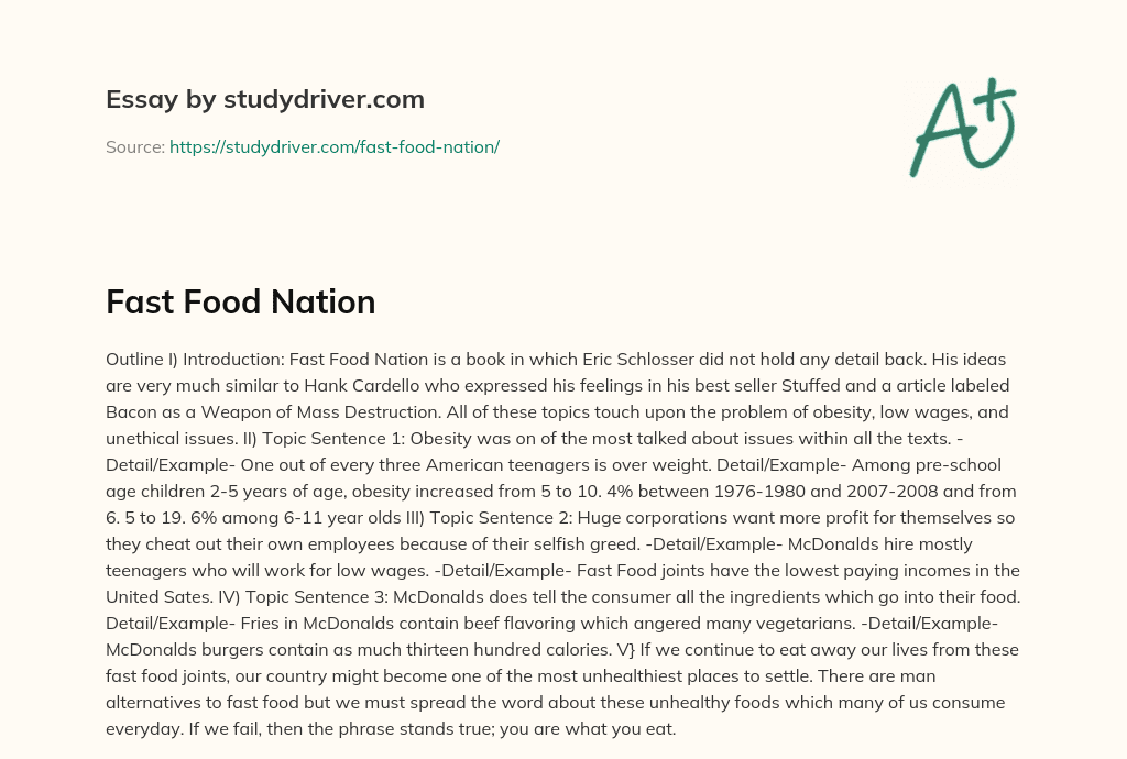 Fast Food Nation essay