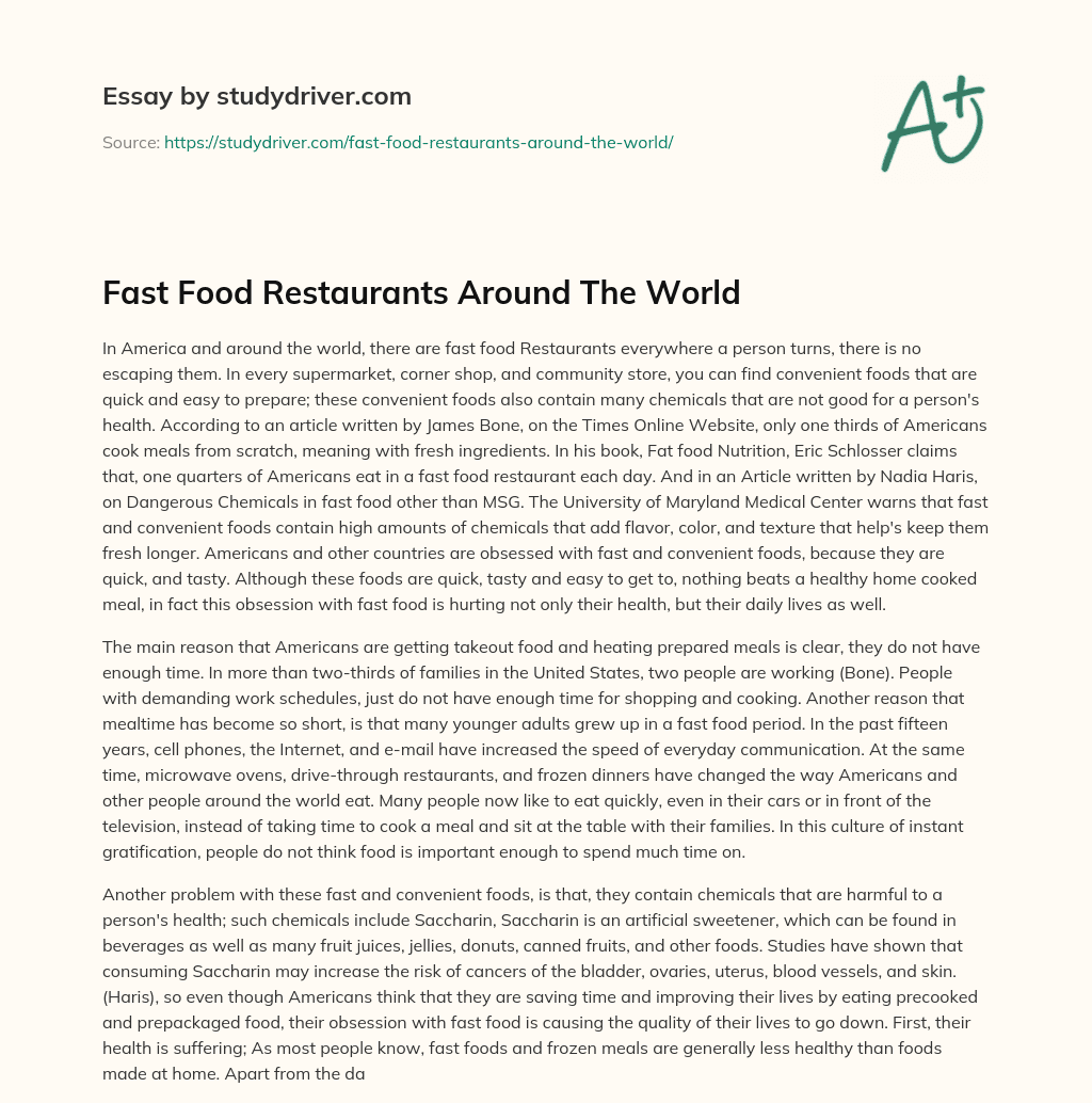 Fast Food Restaurants Around the World essay