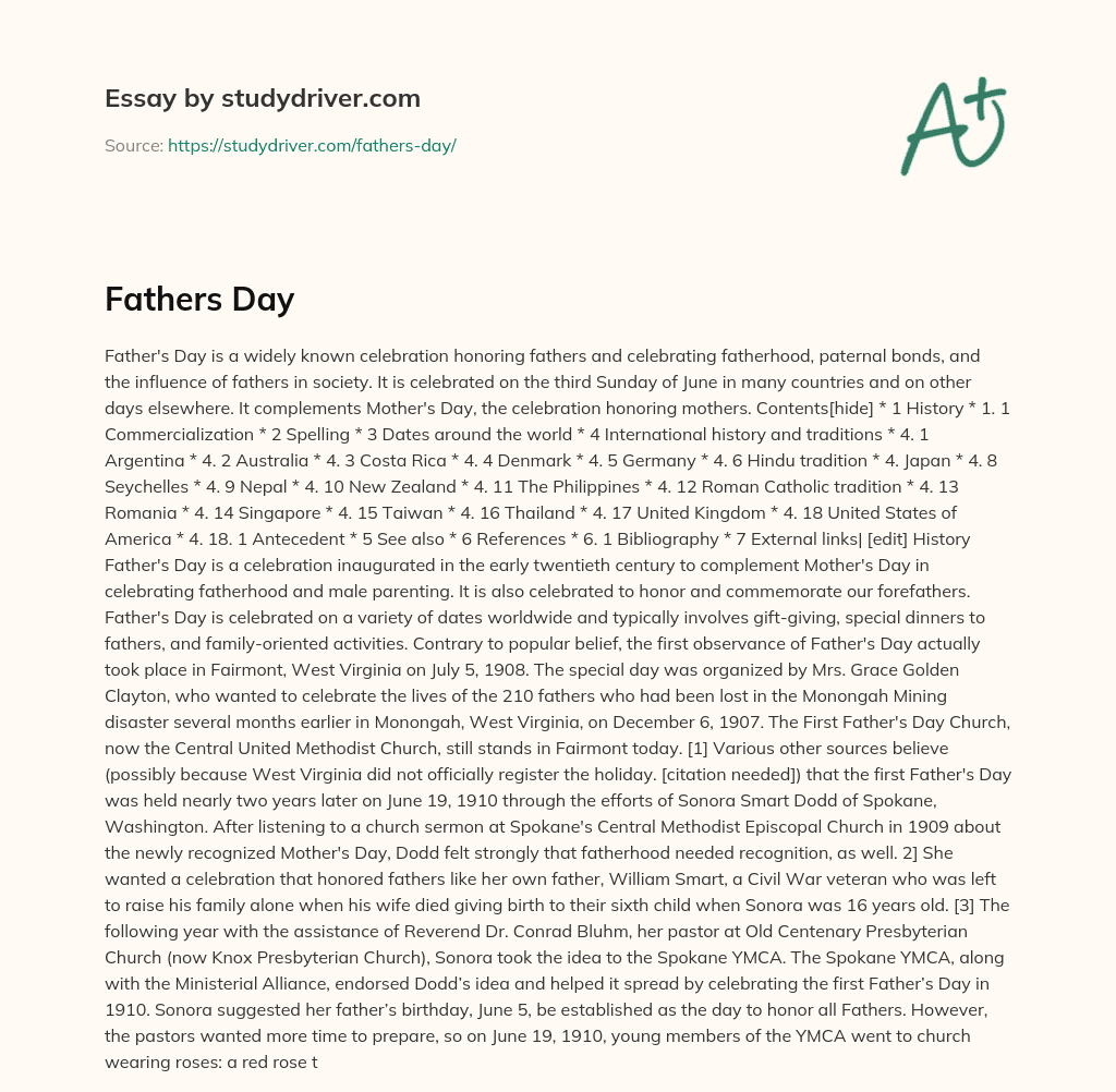 Fathers Day essay