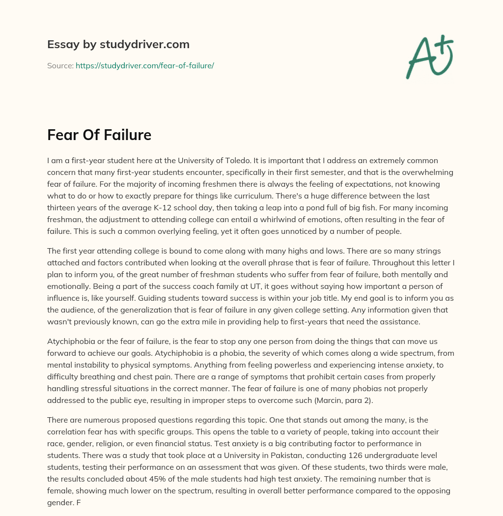 Fear of Failure essay