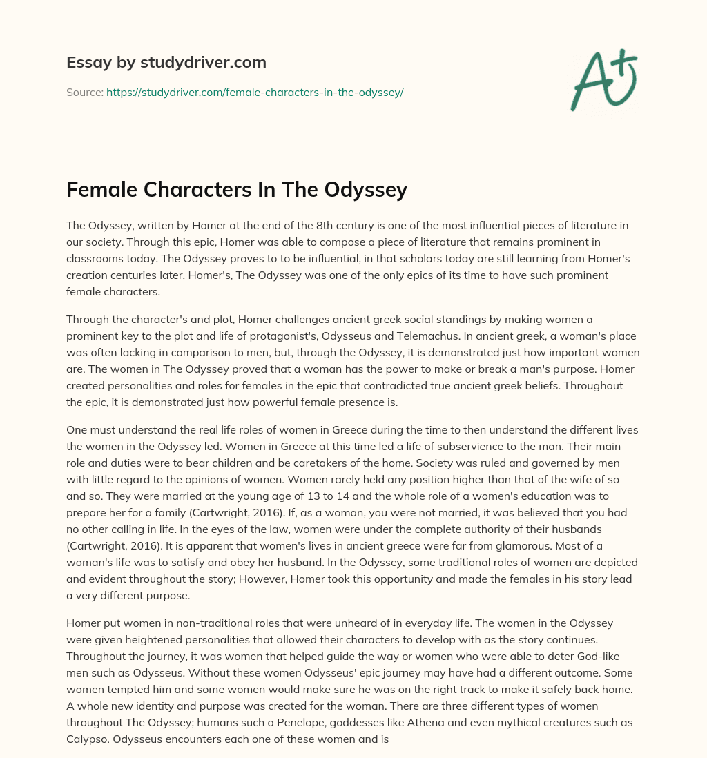 Female Characters in the Odyssey essay
