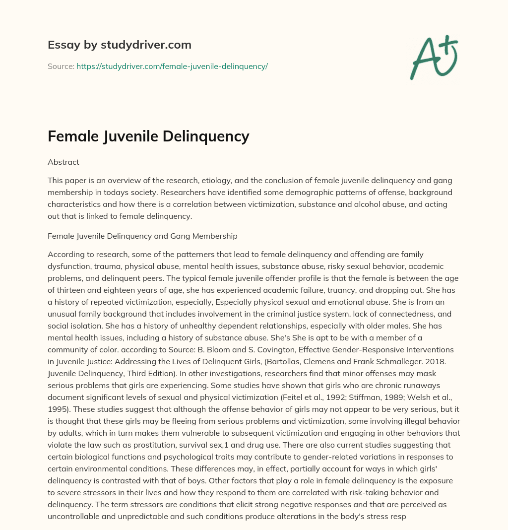 Female Juvenile Delinquency essay