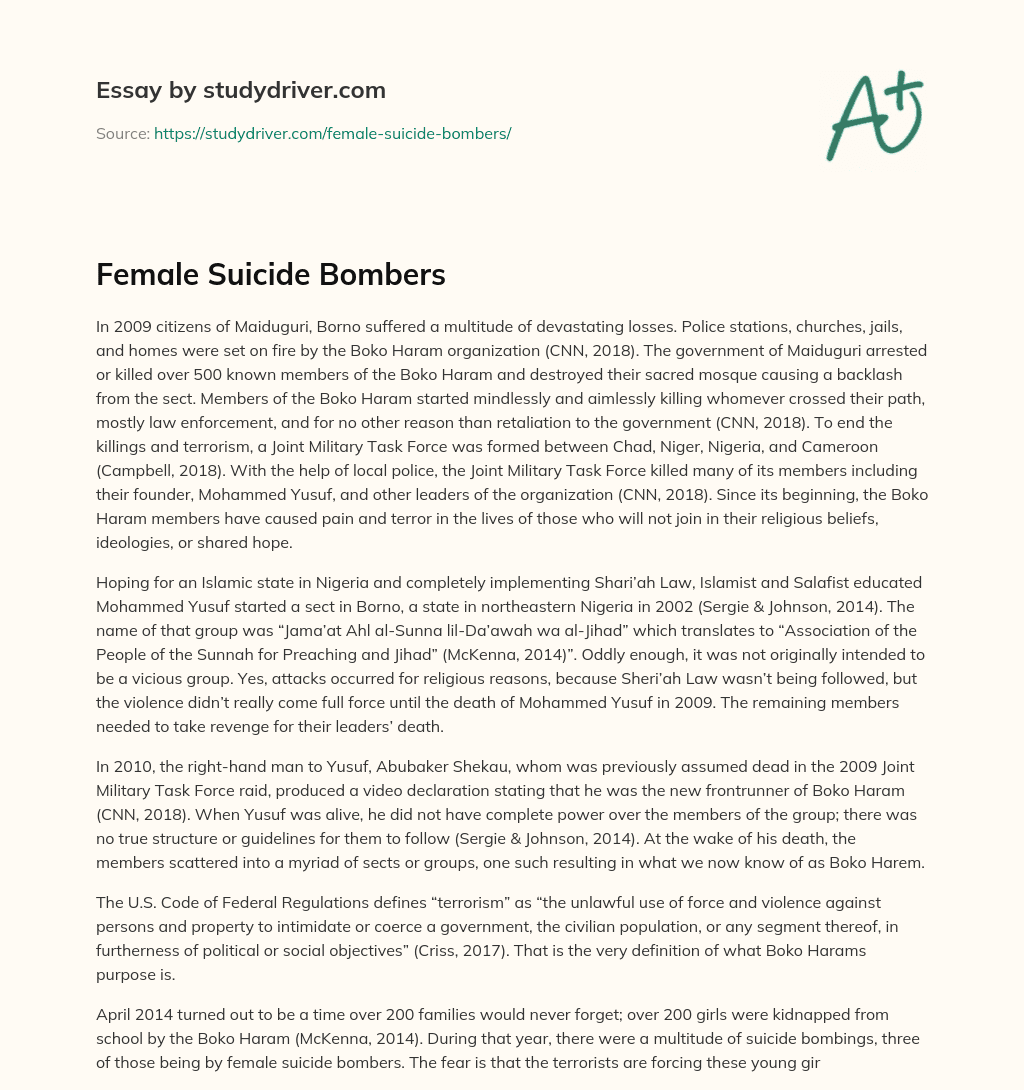 Female Suicide Bombers essay