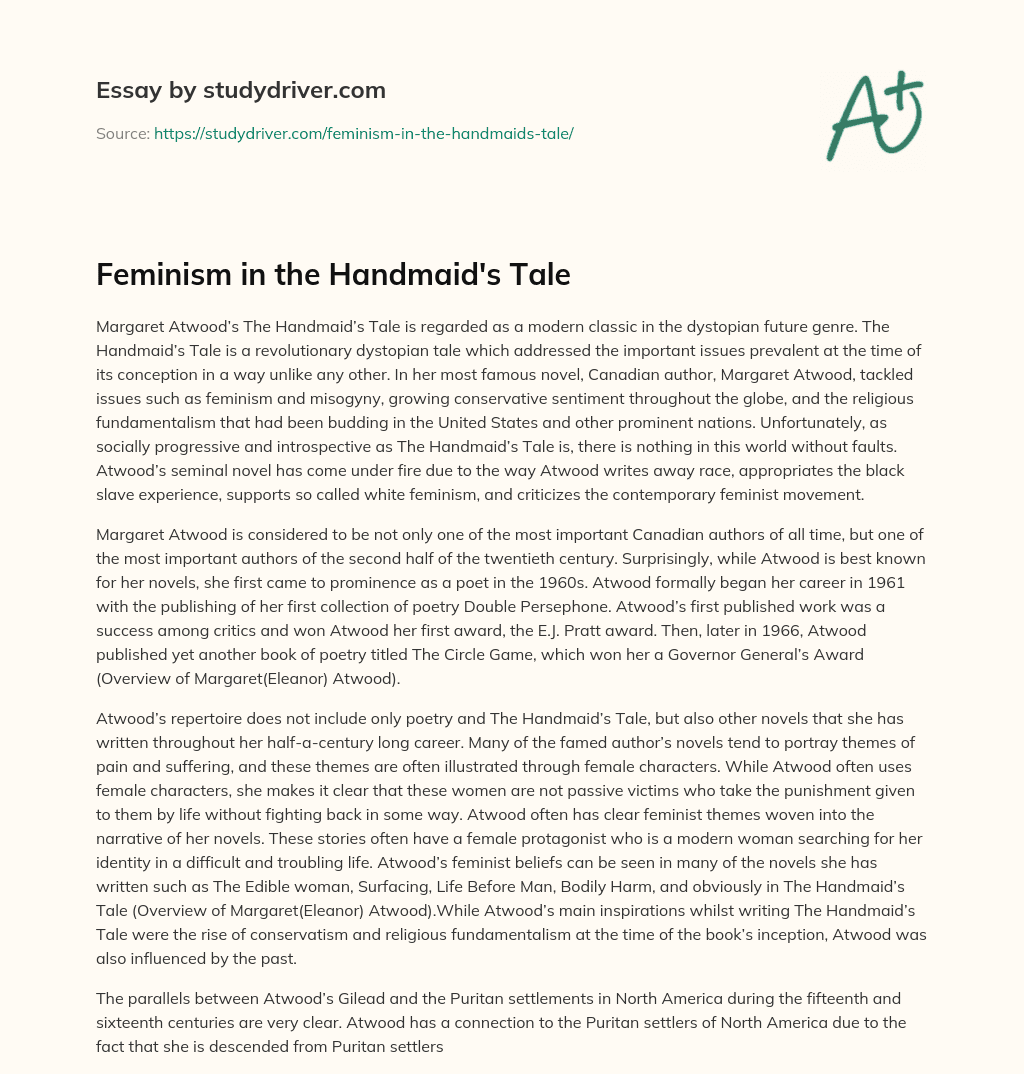 Feminism in the Handmaid’s Tale essay