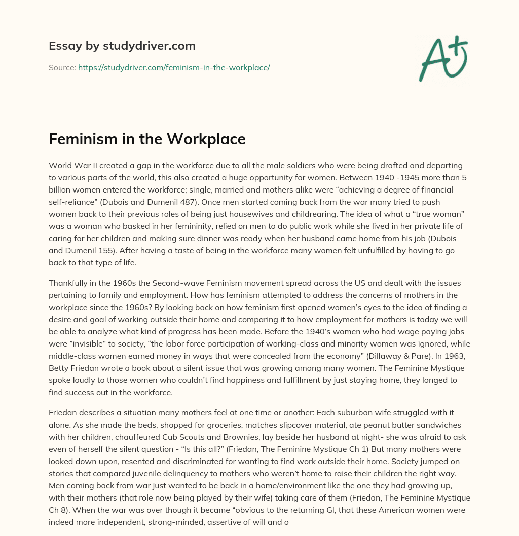 feminism in the workplace essay
