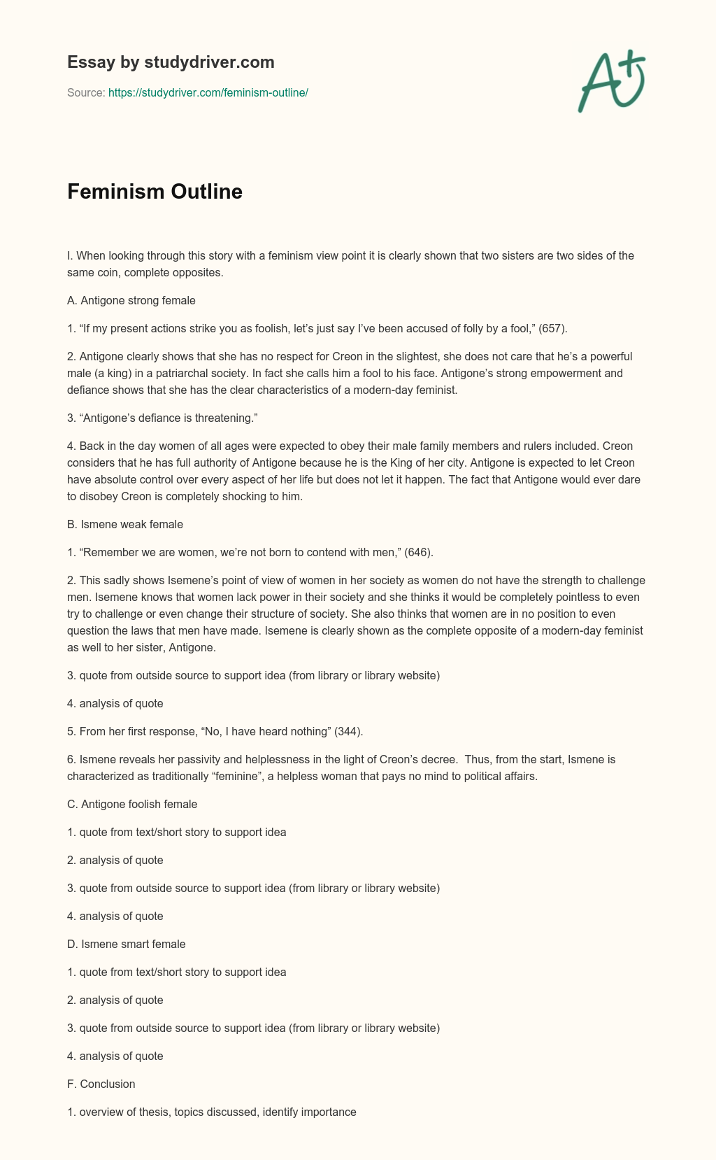 Feminism Outline essay