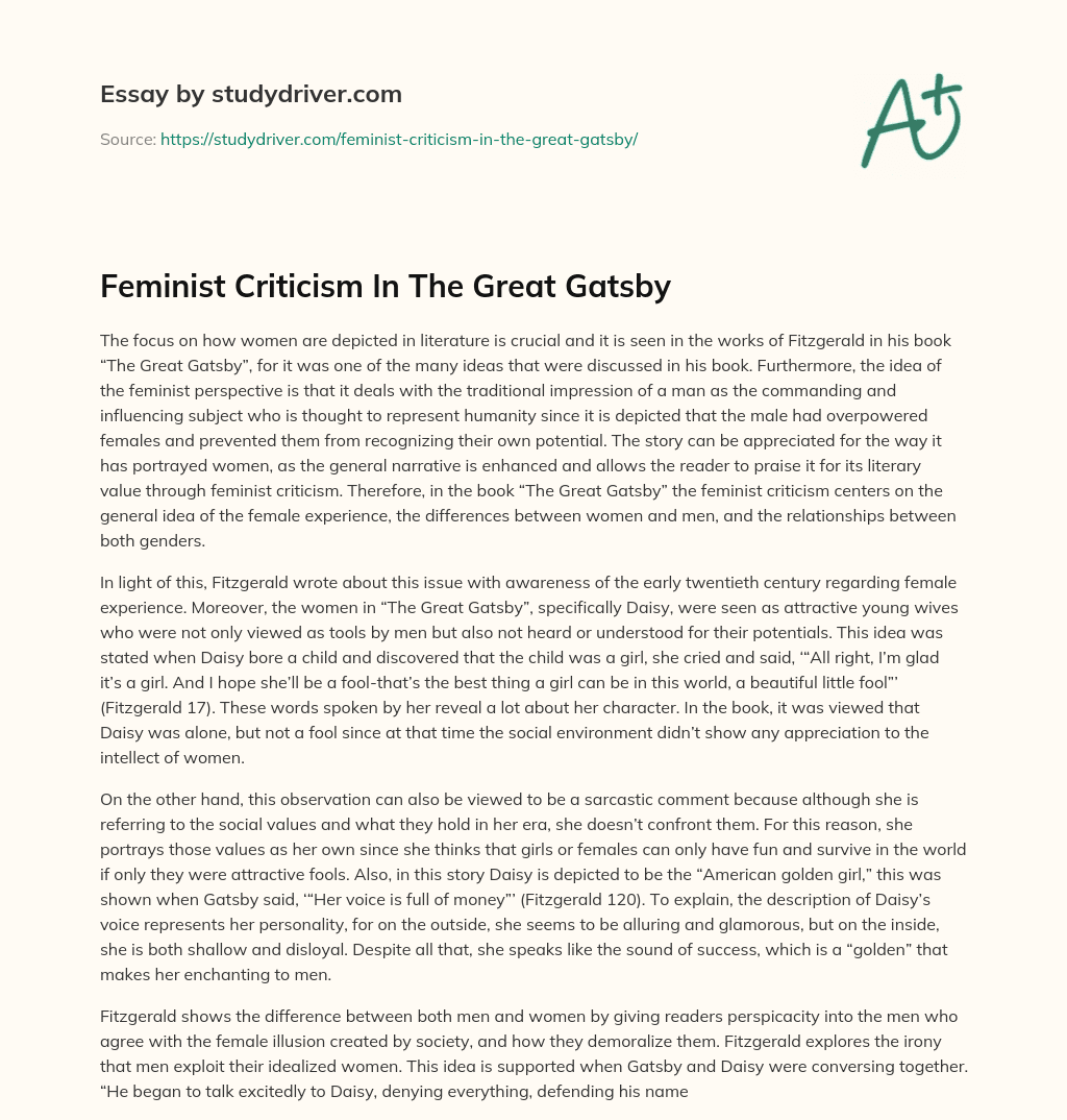 Feminist Criticism in the Great Gatsby essay