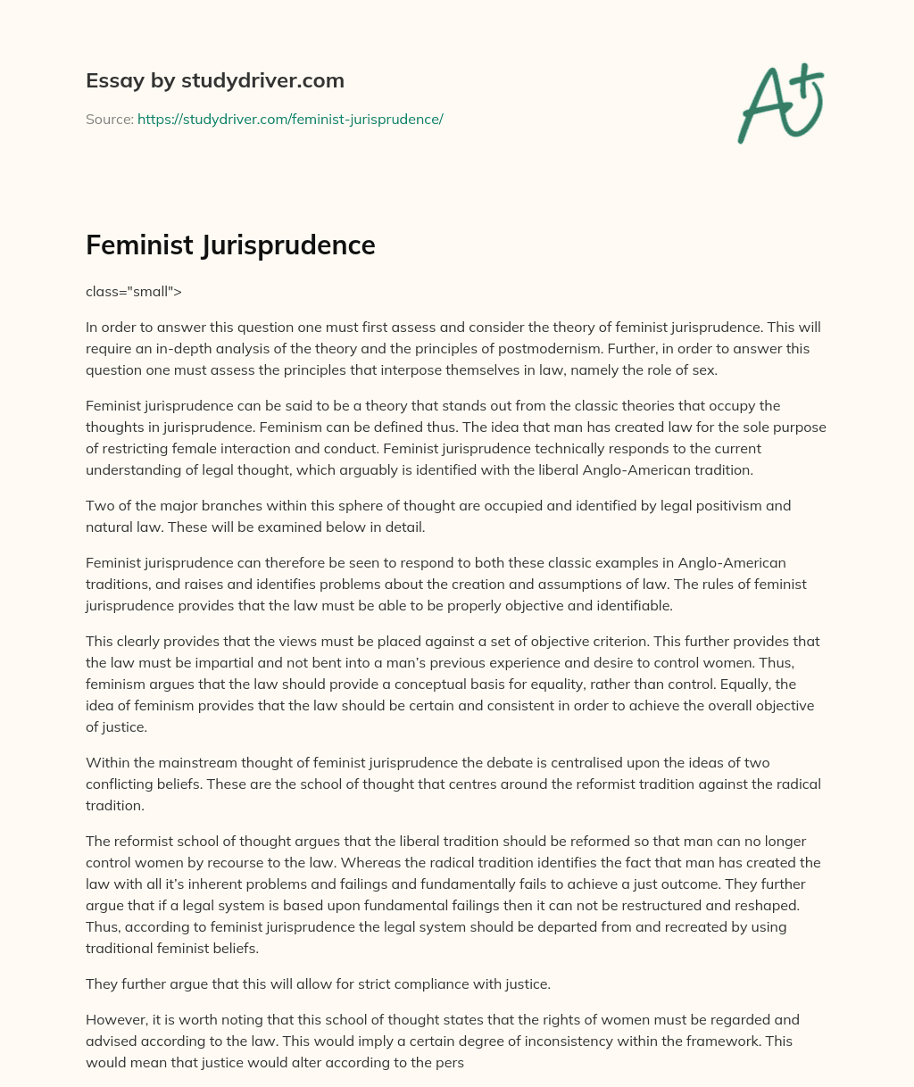 Feminist Jurisprudence essay