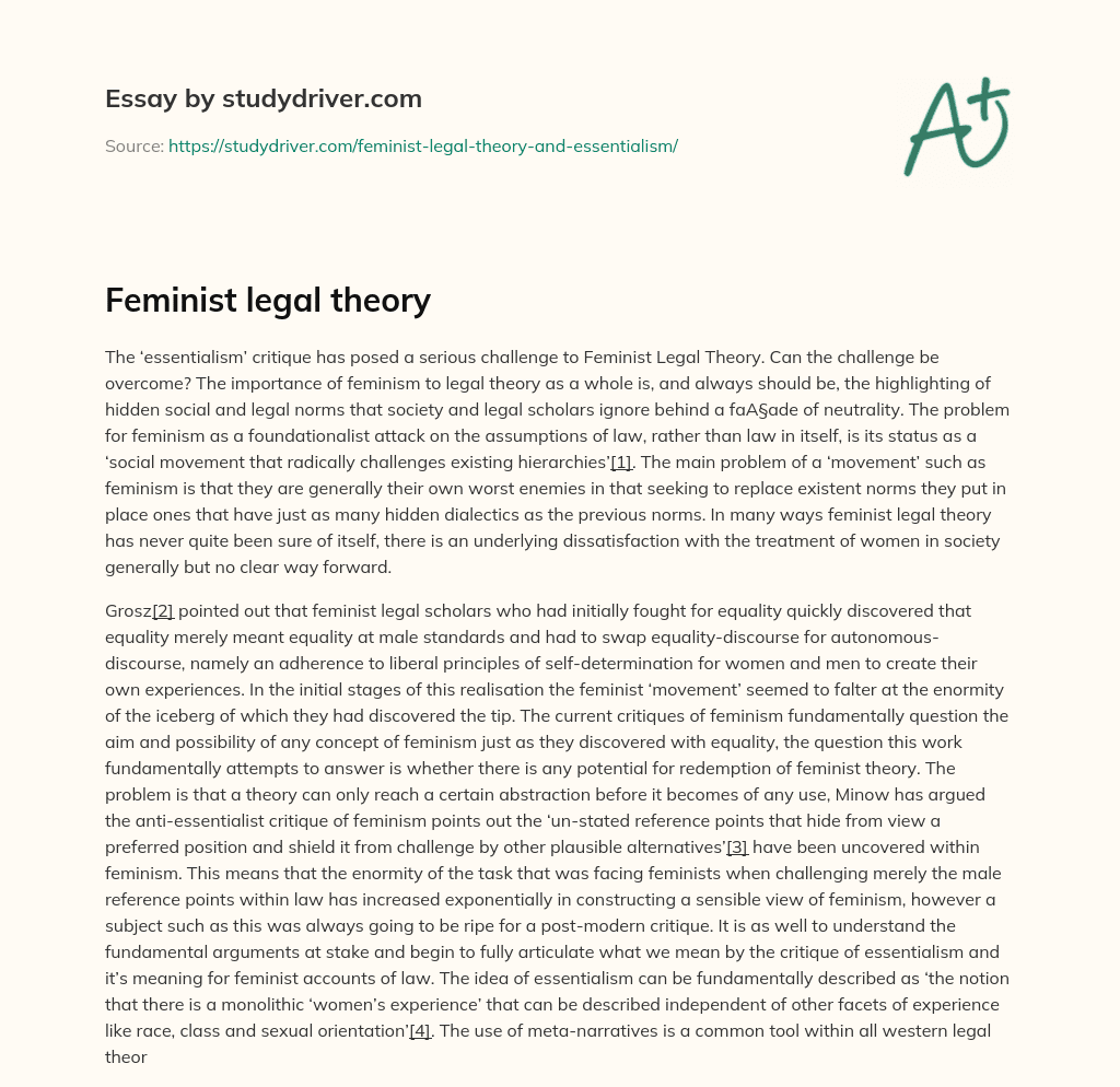 Feminist Legal Theory essay