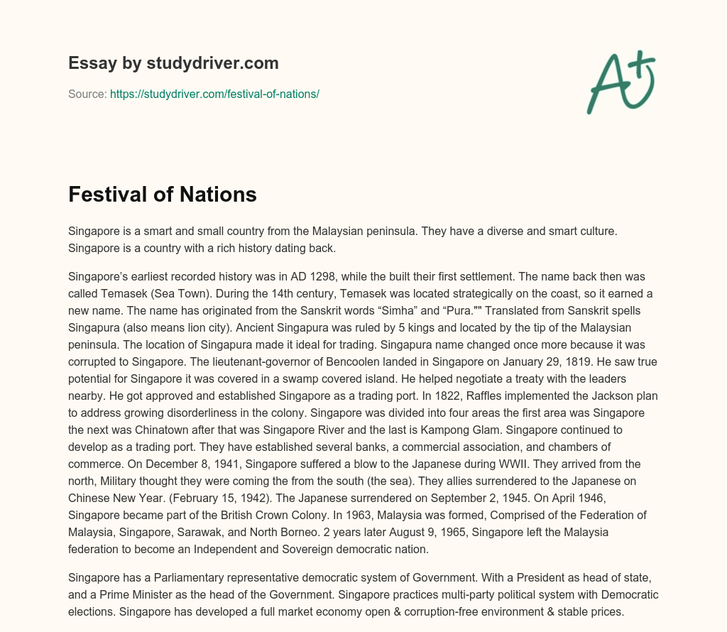 Festival of Nations essay