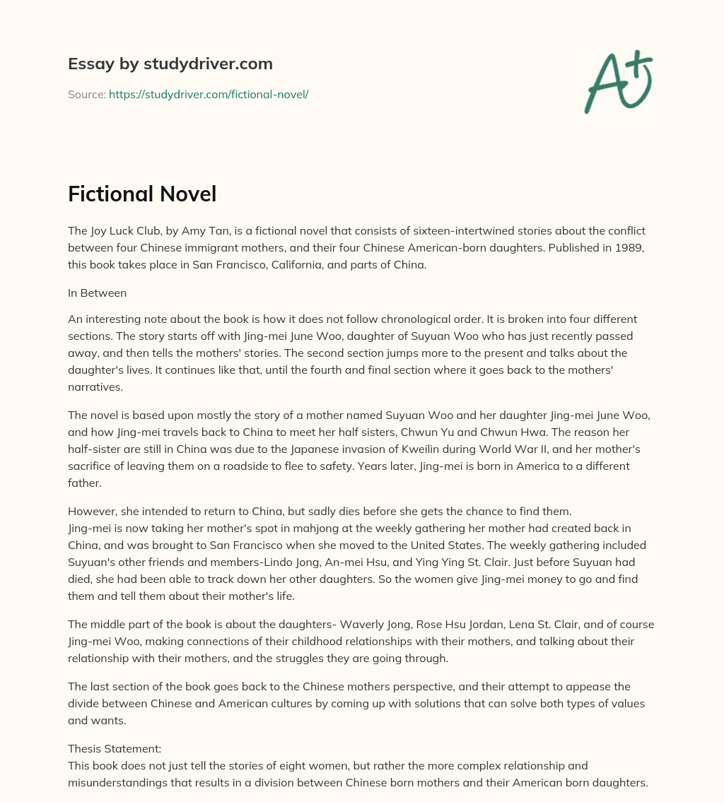 Fictional Novel essay