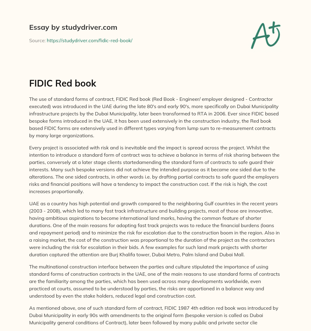 FIDIC Red Book essay