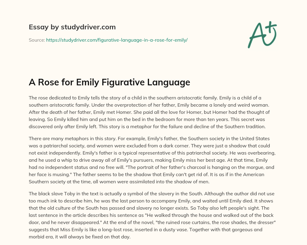 A Rose for Emily Figurative Language essay