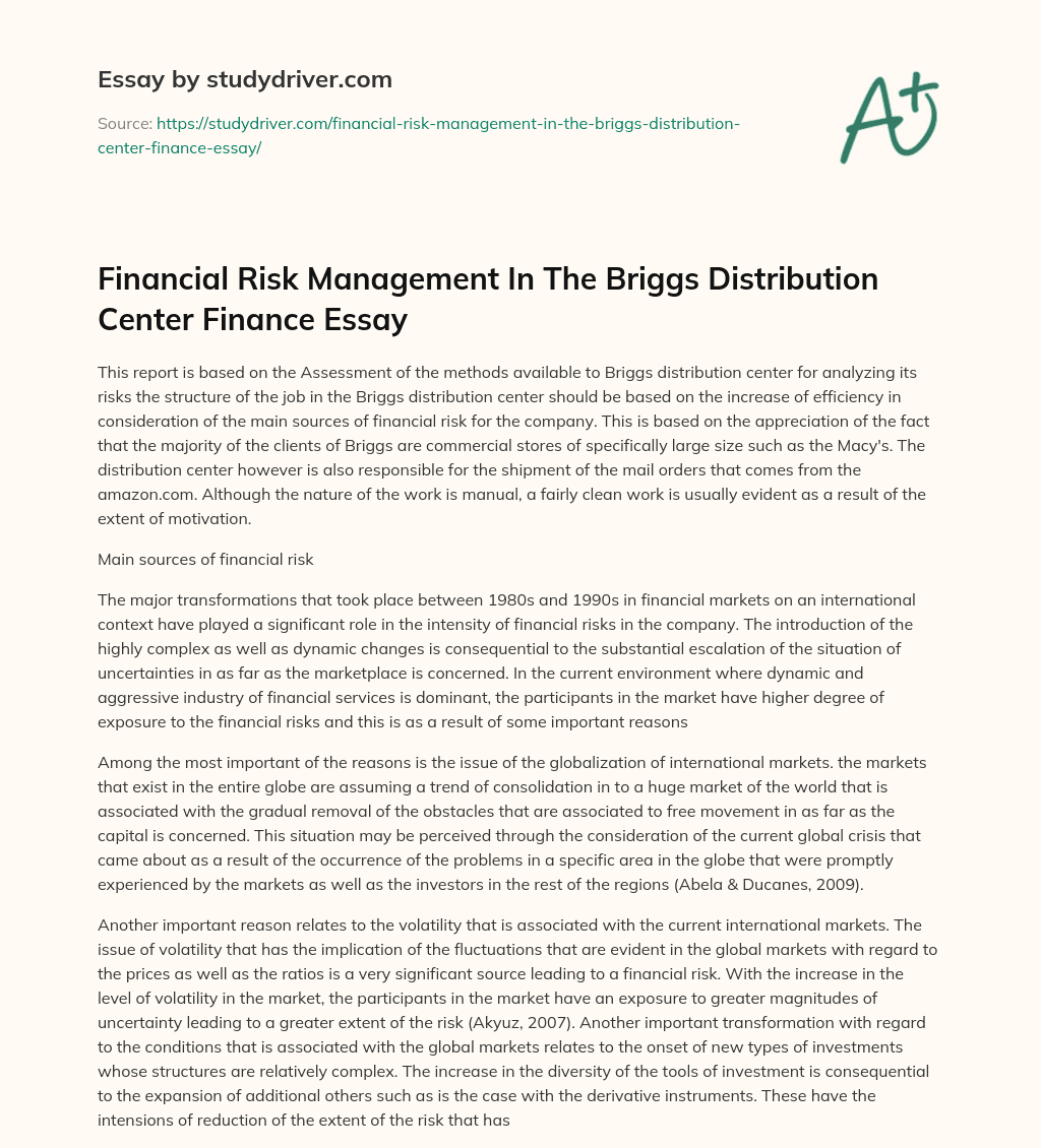 financial risk management essay