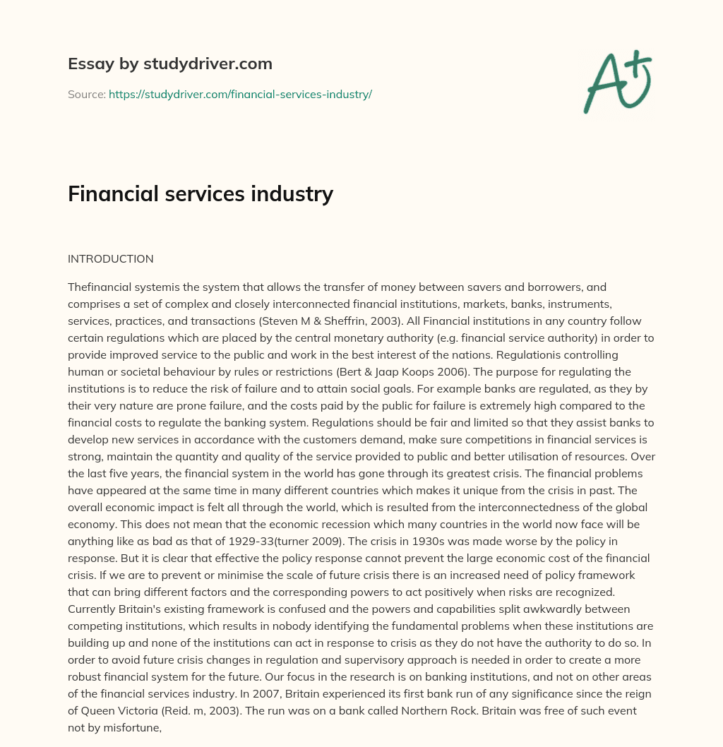 Financial Services Industry essay