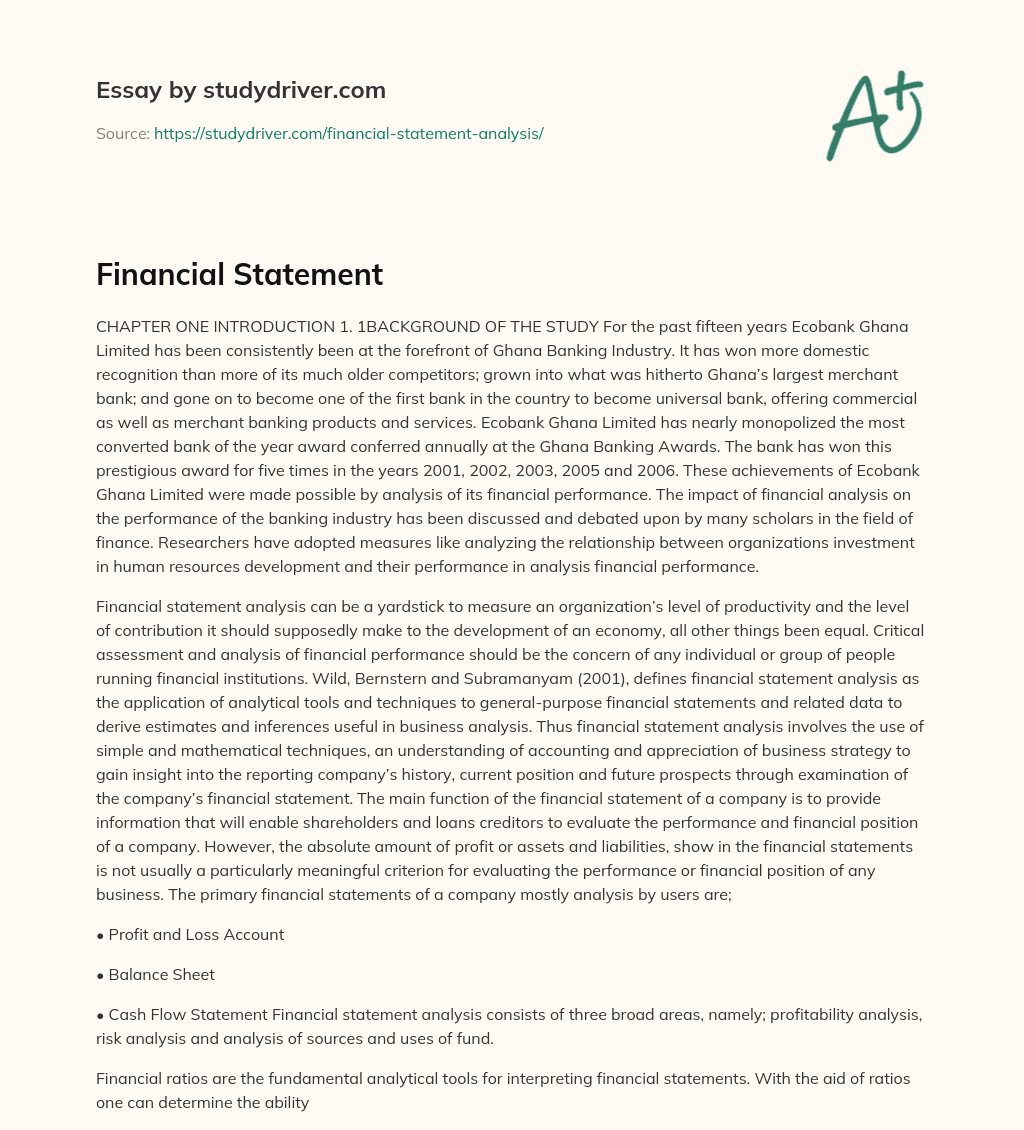 Financial Statement essay