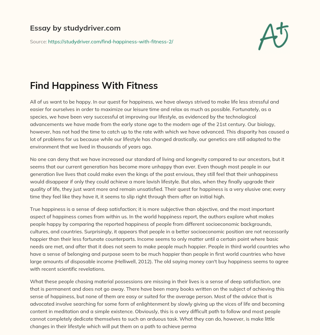 Find Happiness with Fitness essay
