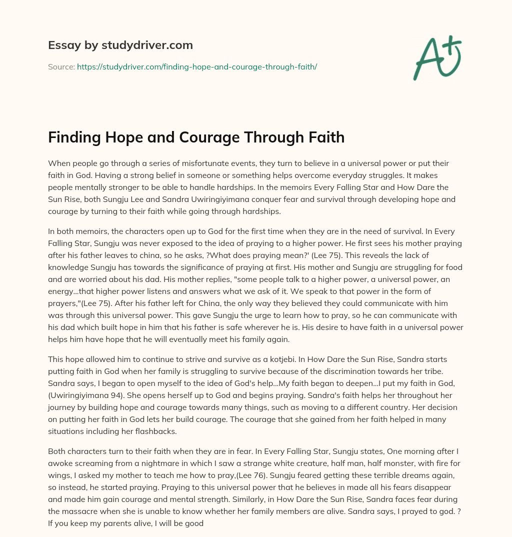 Finding Hope and Courage through Faith essay