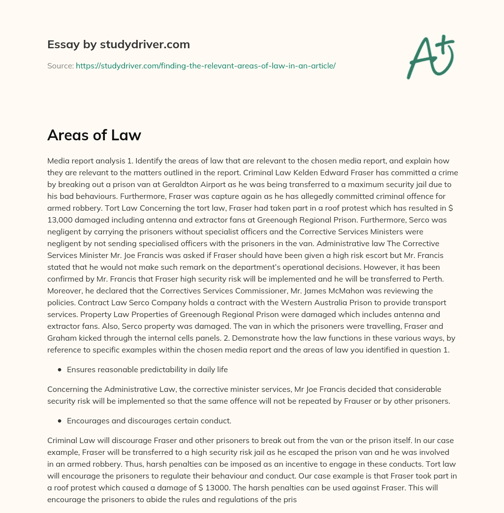 Areas of Law essay