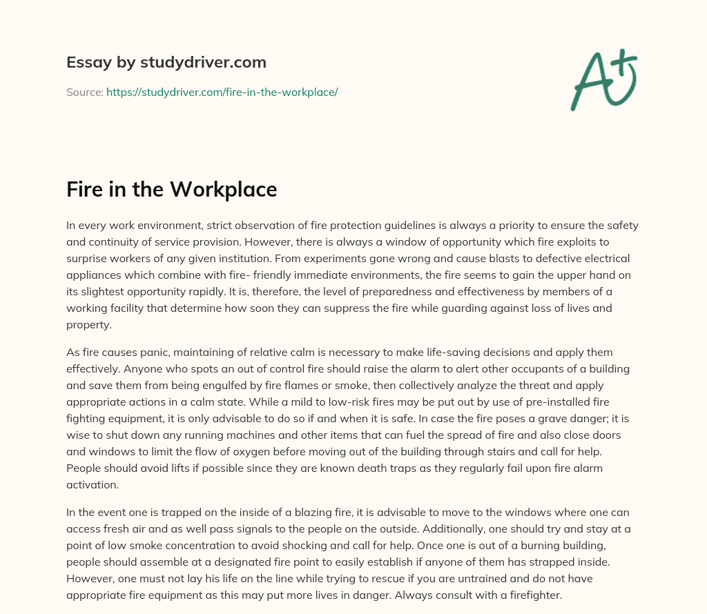 Fire in the Workplace essay