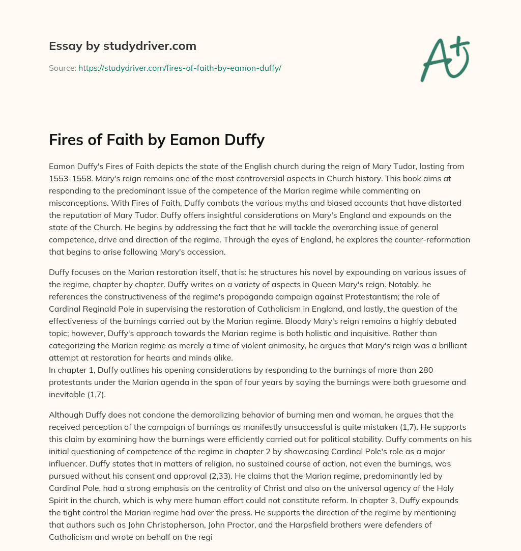 Fires of Faith by Eamon Duffy essay