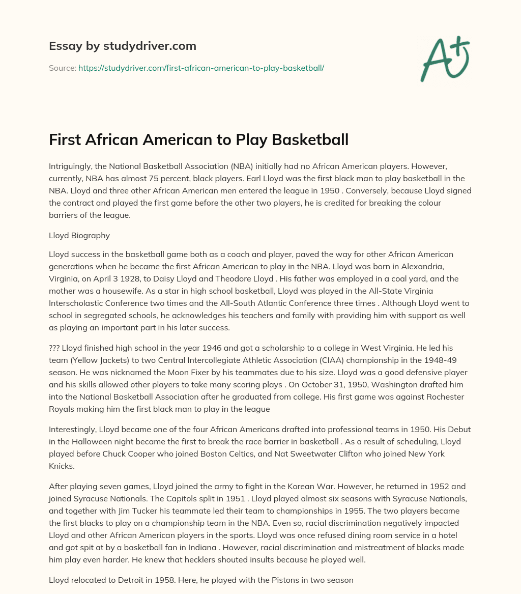 First African American to Play Basketball essay