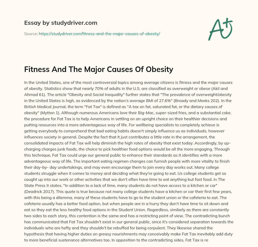 Fitness and the Major Causes of Obesity essay