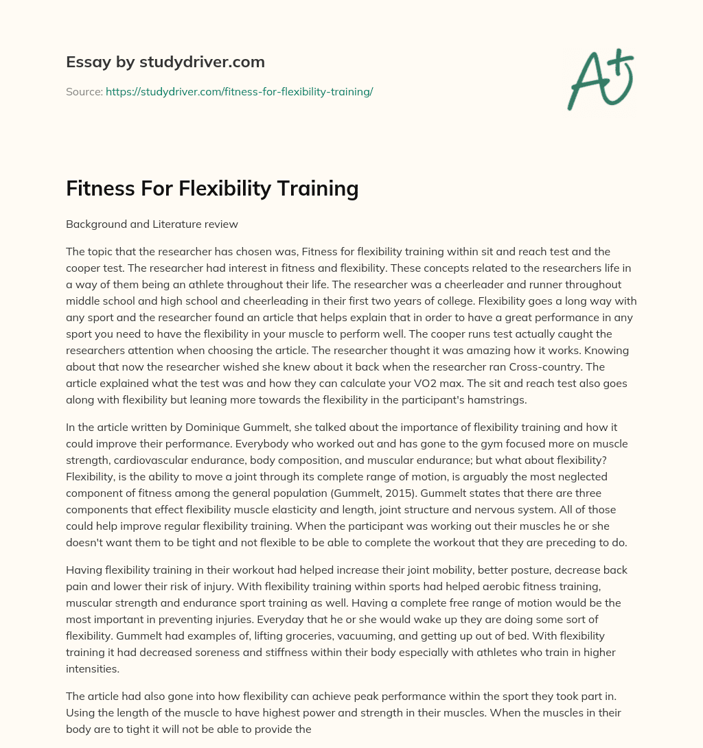 Fitness for Flexibility Training essay
