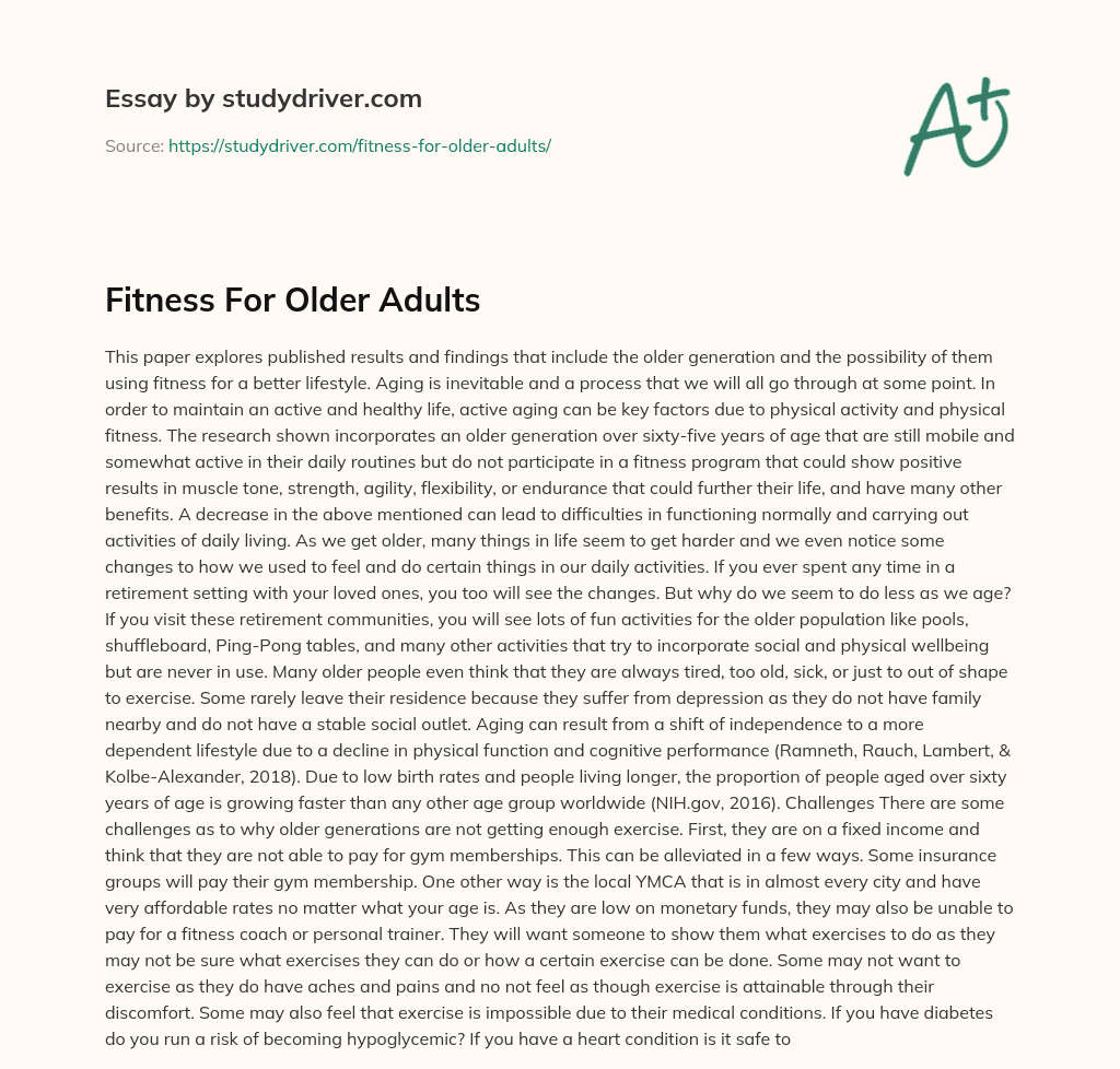 Fitness for Older Adults essay