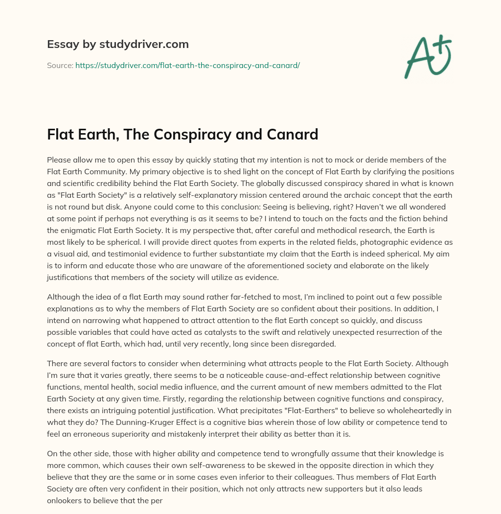 Flat Earth, the Conspiracy and Canard essay