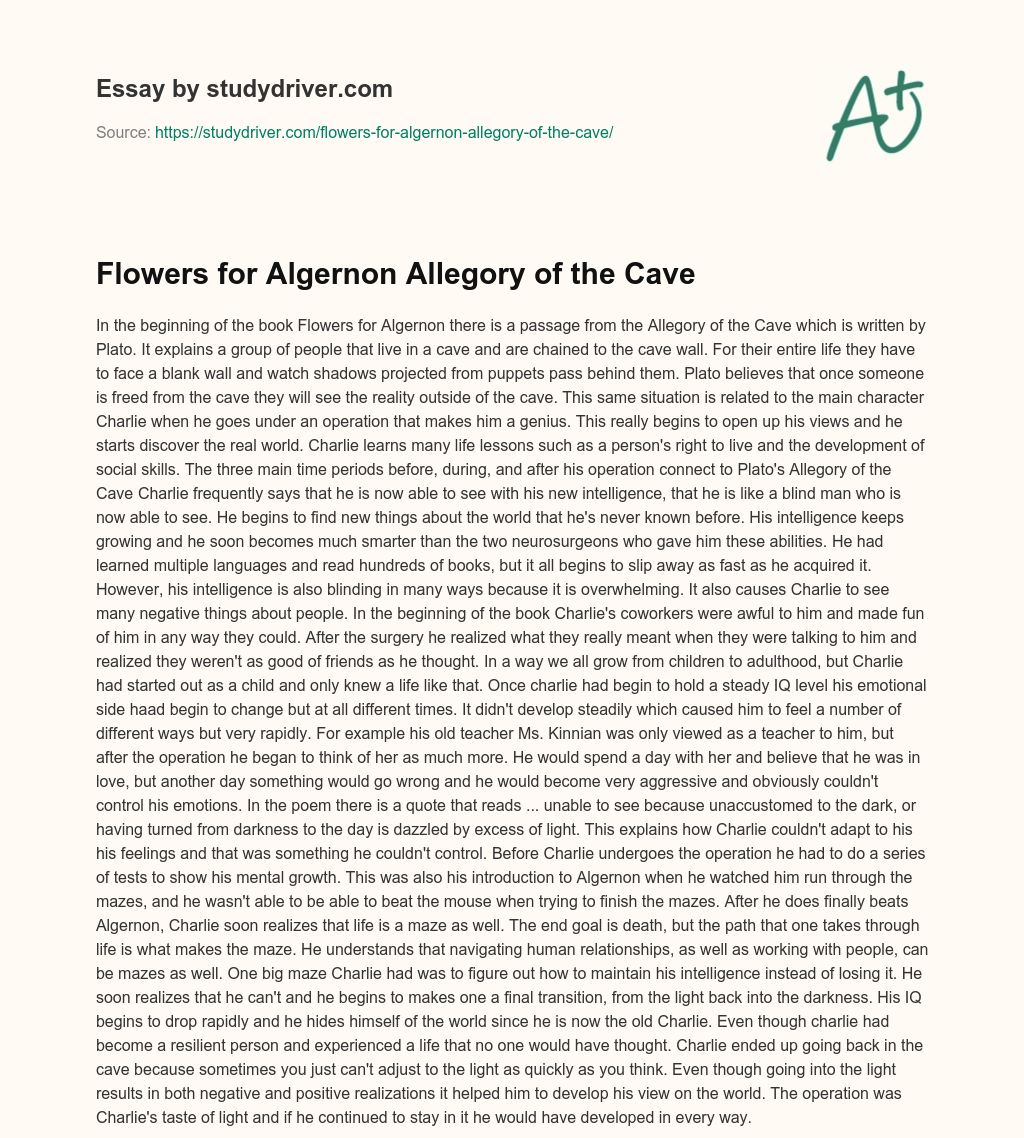 flowers for algernon essay conclusion