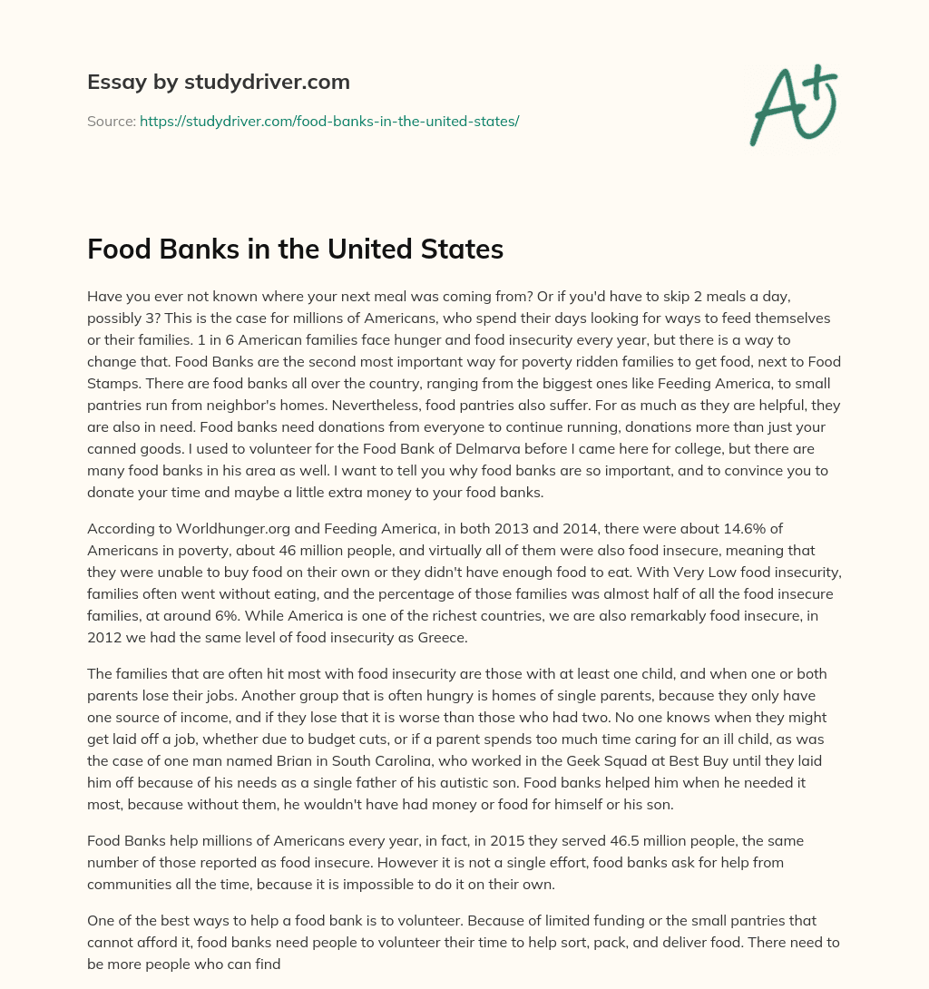 Food Banks in the United States essay