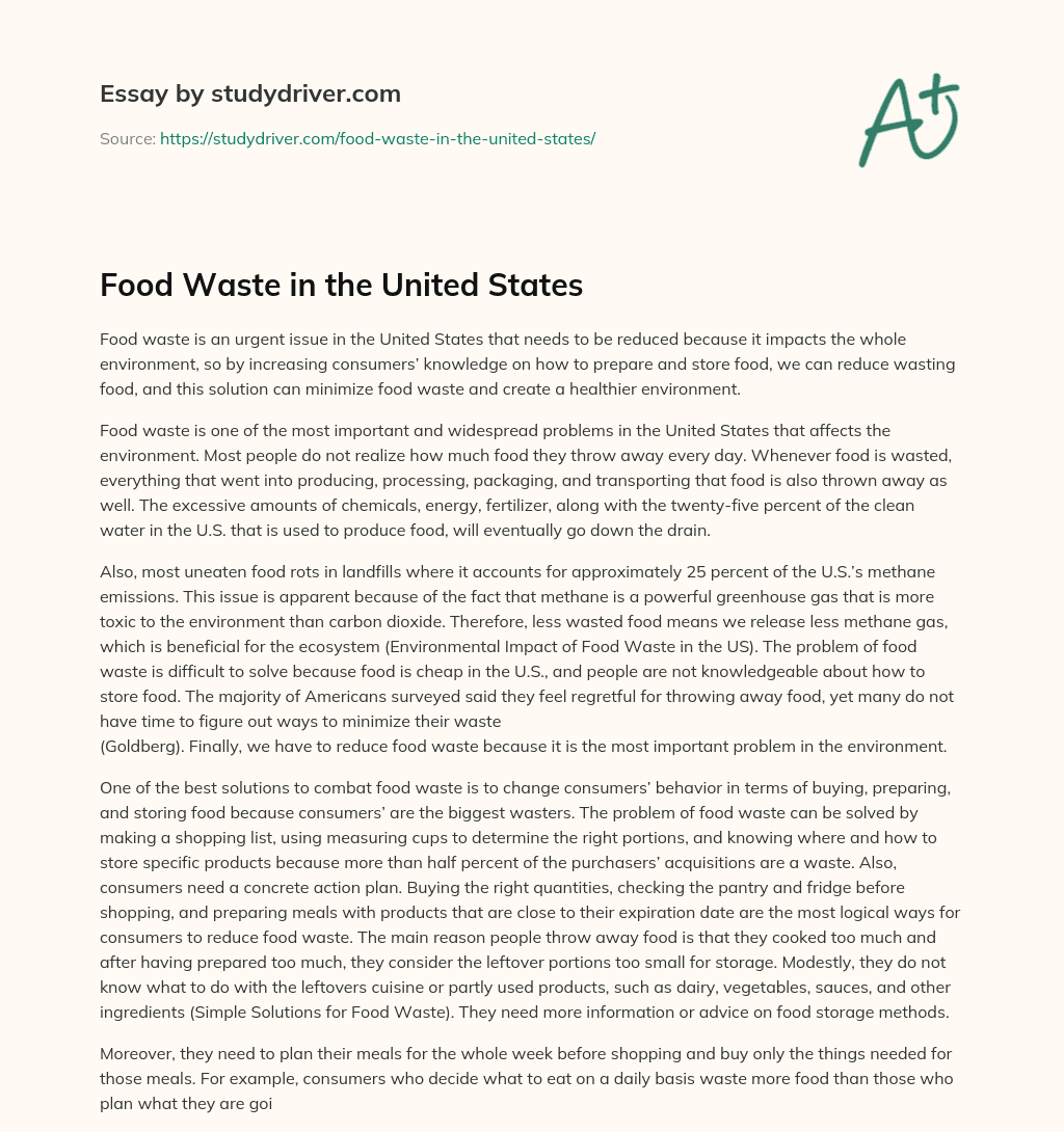 Food Waste in the United States essay