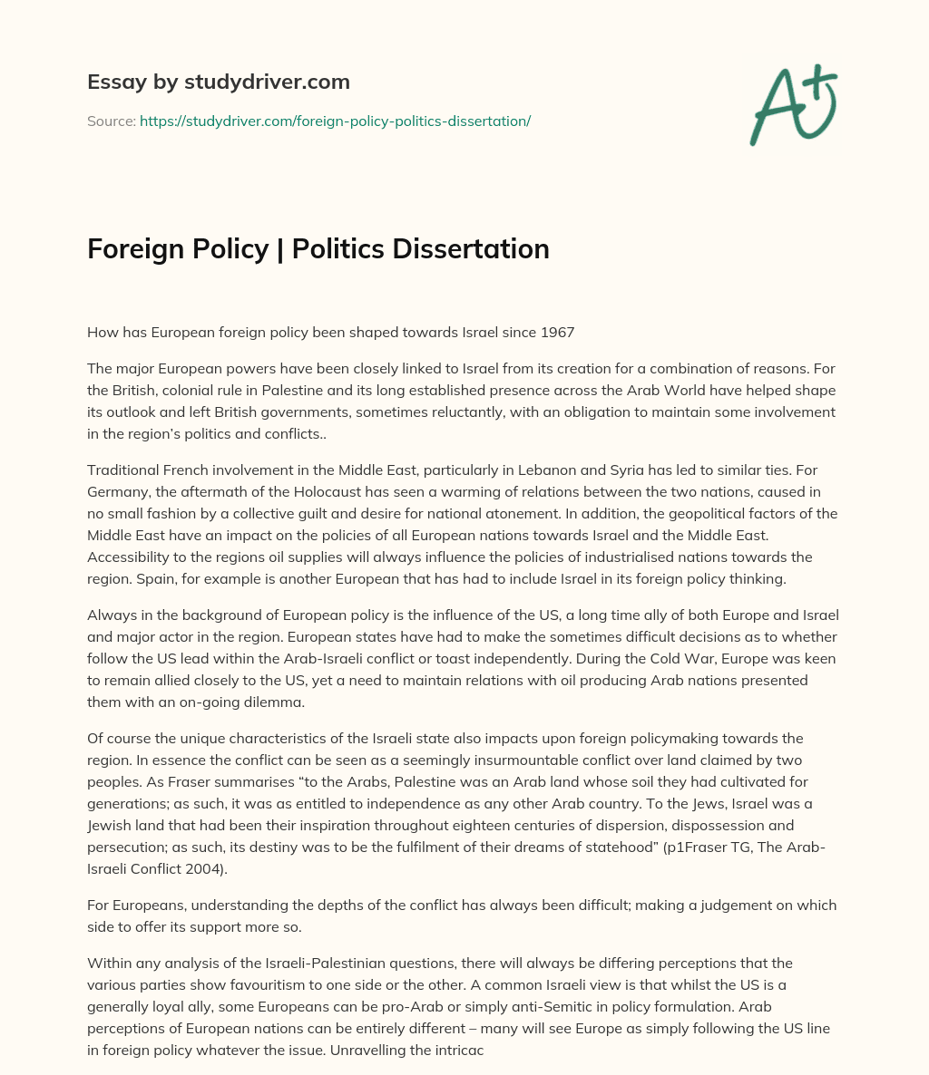 Foreign Policy | Politics Dissertation essay