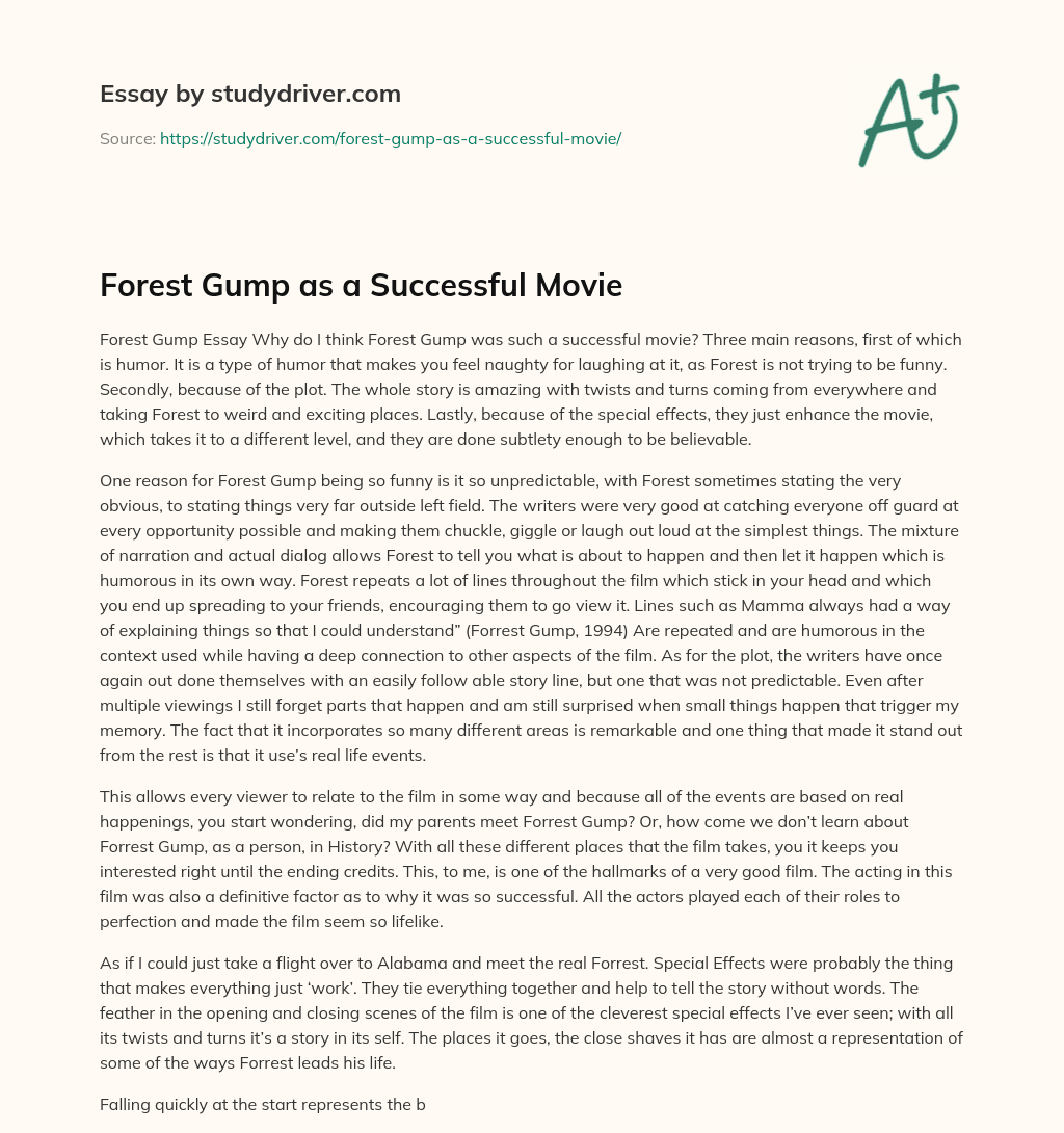 Forest Gump as a Successful Movie essay