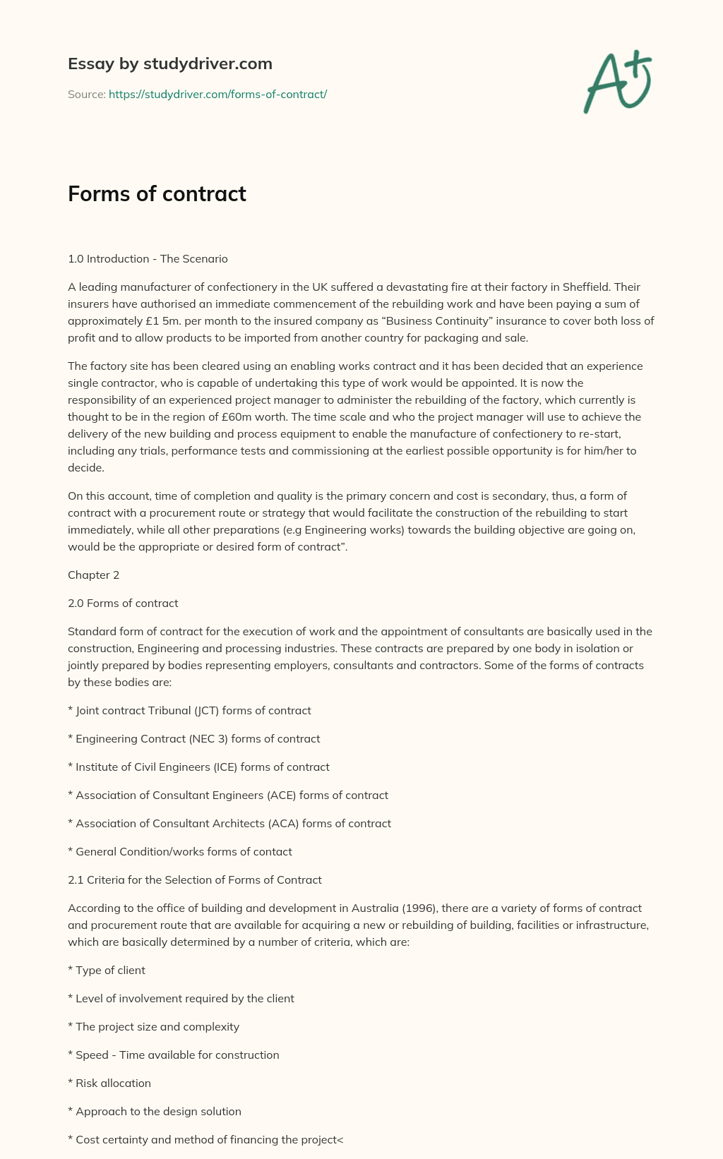 Forms of Contract essay