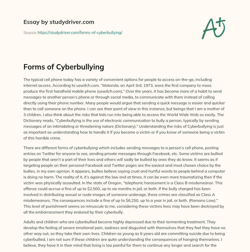 Forms of Cyberbullying essay