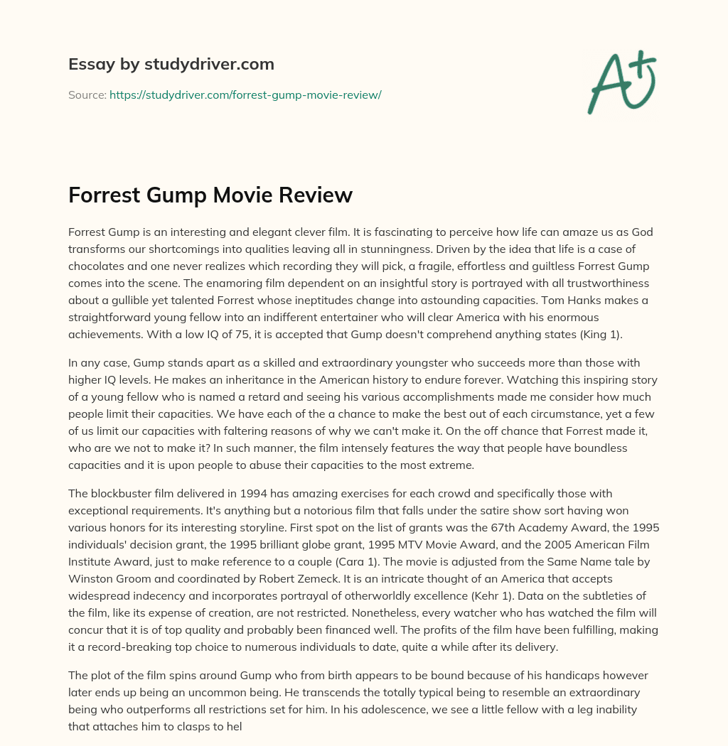 Forrest Gump Movie Review essay