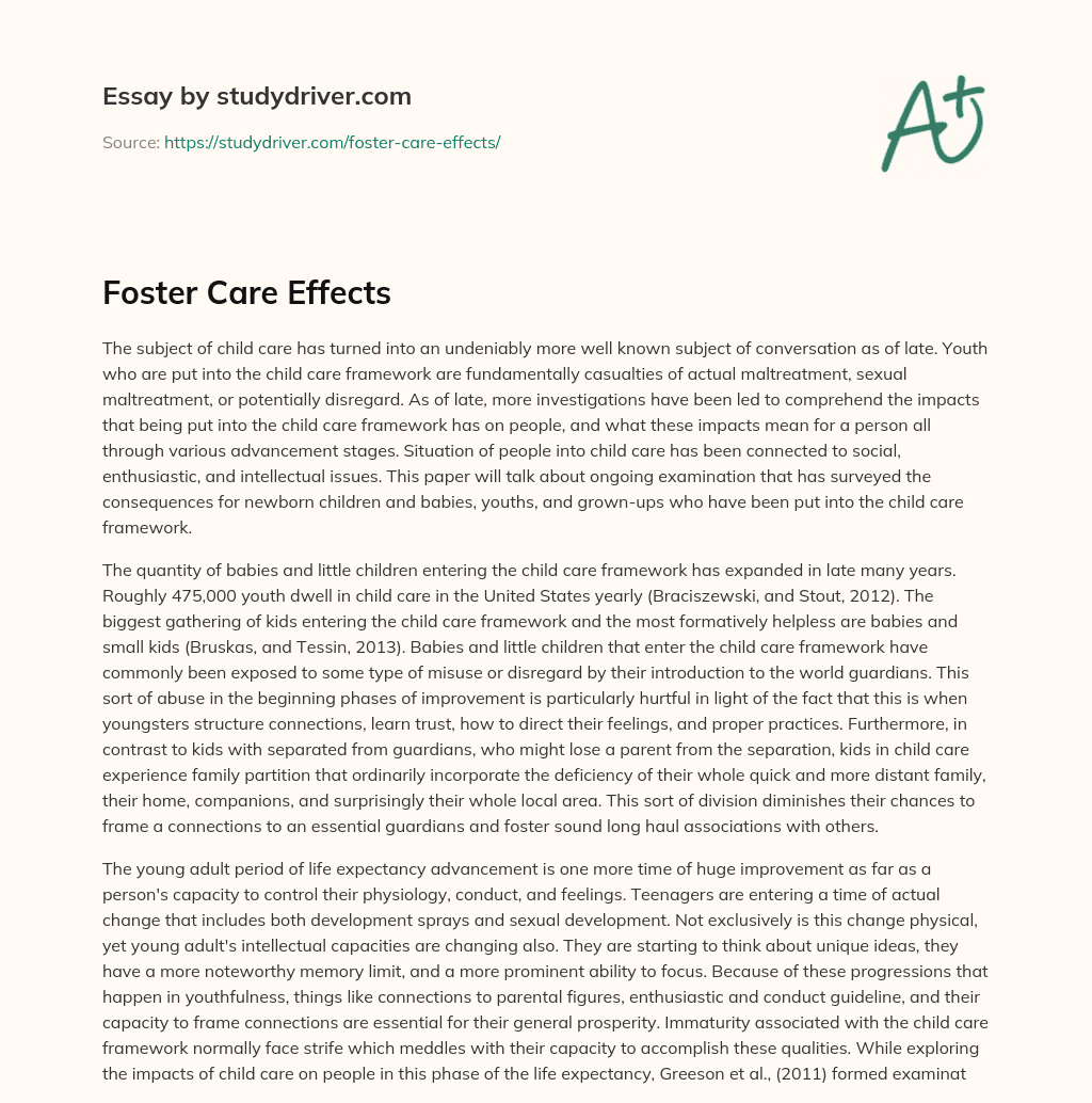 Foster Care Effects essay