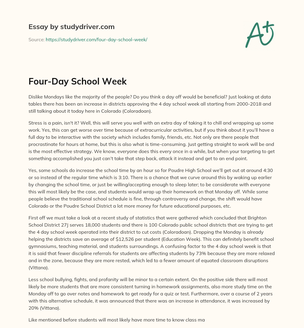 Four-Day School Week essay