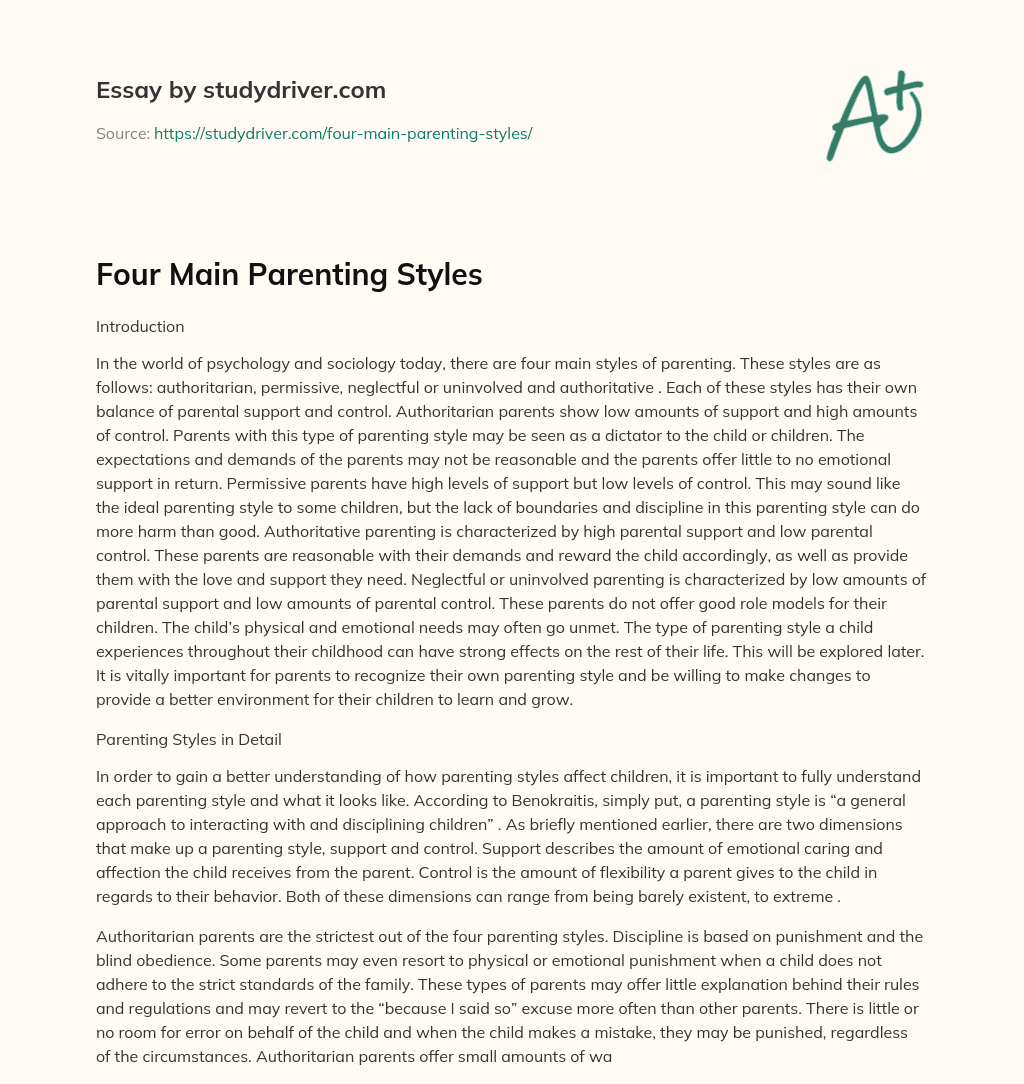 Four Main Parenting Styles essay