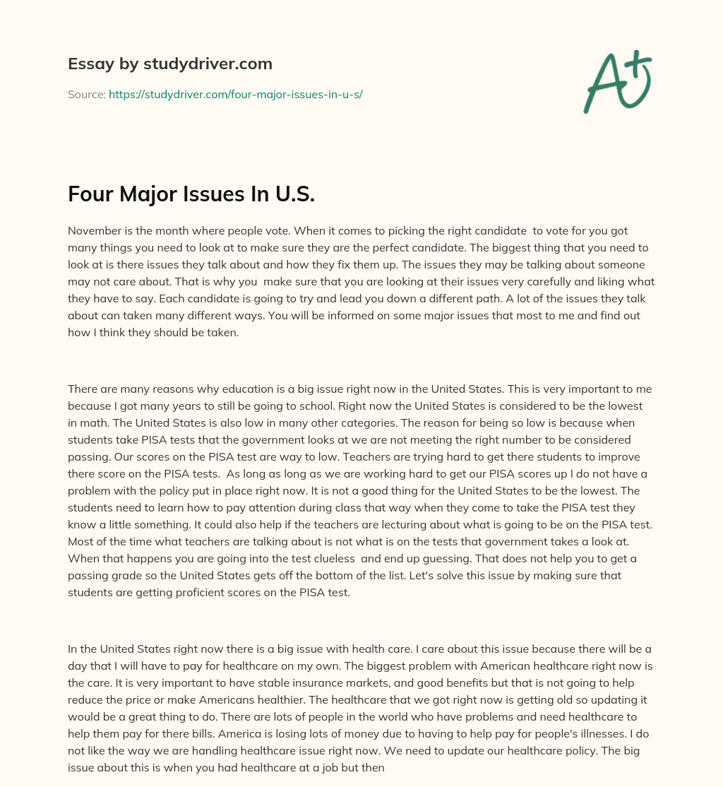 Four Major Issues in U.S. essay