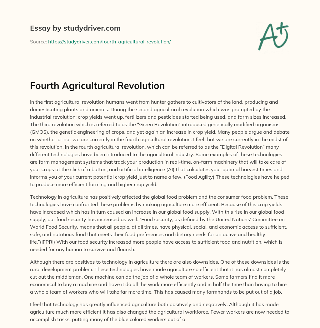 agricultural revolution essay conclusion