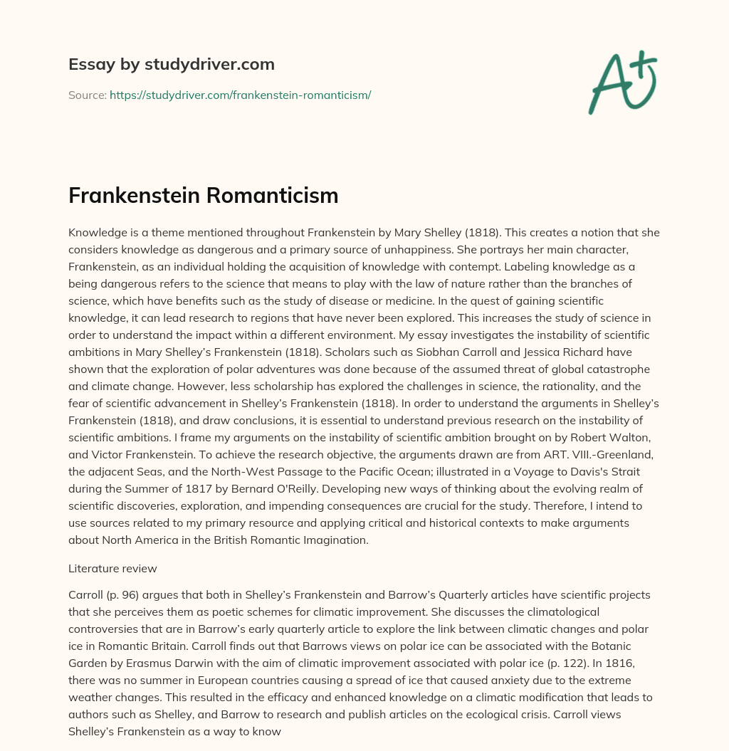 frankenstein and romanticism essay